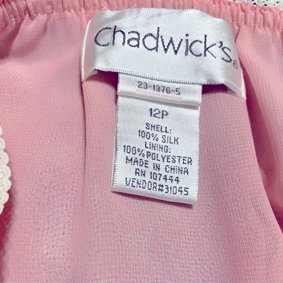 Chadwick’s size 12P petite pink with white polka dot silk maxi skirt - Picture 2 of 4